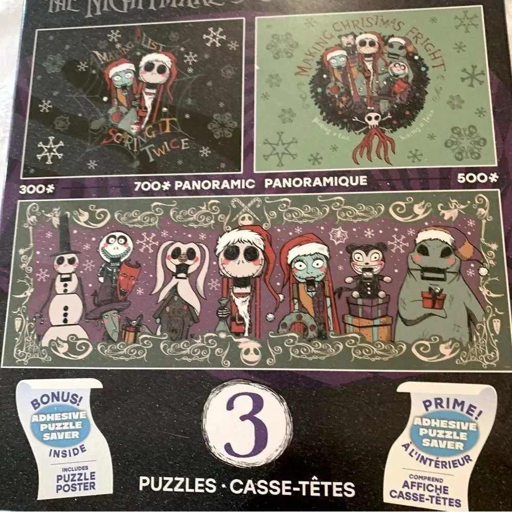 Disney Tim Burtons Nightmare Before Christmas Puzzle Set 3-in-1 NWT